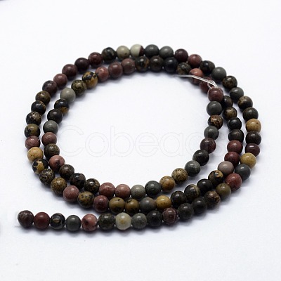 Natural Dendritic Jasper Beads Strands G-I199-20-6mm-1