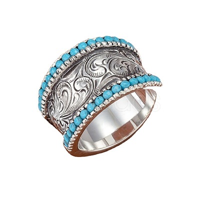 Retro Alloy & Turquoise Finger Rings FS-WG1E1DC-04-1