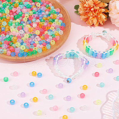 540Pcs 9 Colors Transparent & Luminous Plastic Beads KY-SC0001-85-1