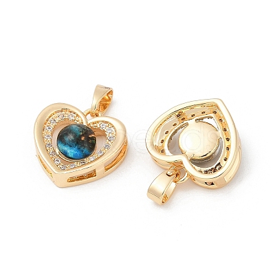 Brass Micro Pave Cubic Zirconia Pendants X-KK-R213-03G-1
