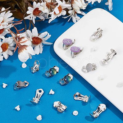60Pcs Brass Clip-on Earring Settings KK-SP0001-12P-1