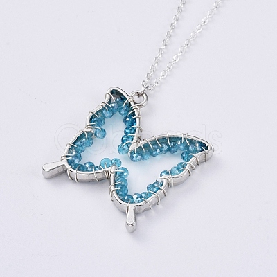 Glass Pendant Necklaces NJEW-JN02665-04-1