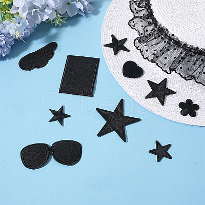 Gorgecraft 20pcs 10 style Star/Flower/Heart Iron on Cloth Patches PATC-GF0001-30-1