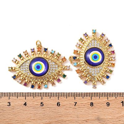Rack Plating Brass Micro Pave Cubic Zirconia Pendants KK-H486-24G-04-1
