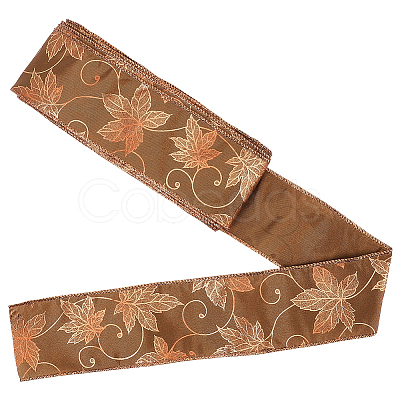Maple Leaf Pattern Polyester Ribbon OCOR-GF0005-35-1