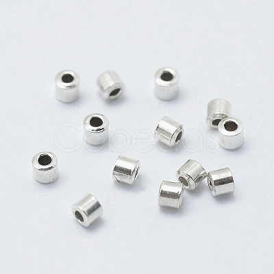 Rhodium Plated 925 Sterling Silver Crimp Beads STER-L063-04P-1