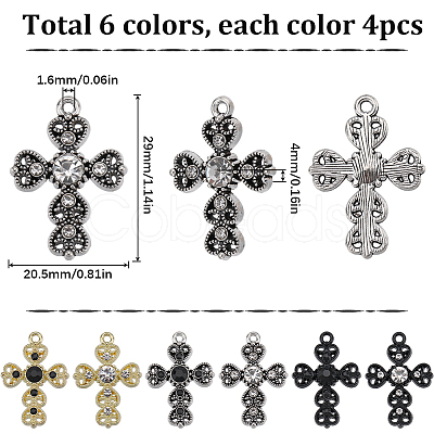 SUNNYCLUE 24Pcs 6 Colors Alloy Pendants FIND-SC0007-69-1