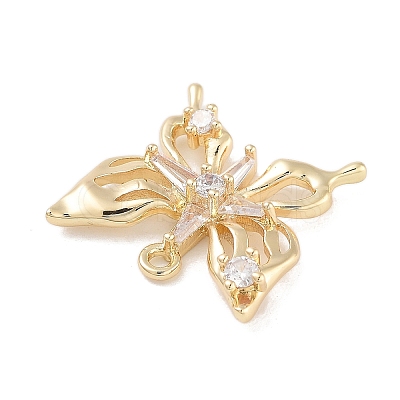 Brass Pave Clear Cubic Zirconia Pendants KK-Z061-14G-01-1