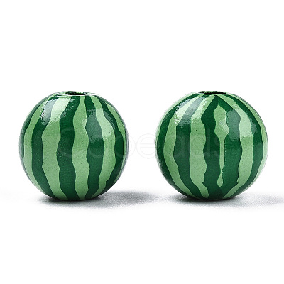 Printed Natural Wooden Fruit Beads WOOD-T021-104-1