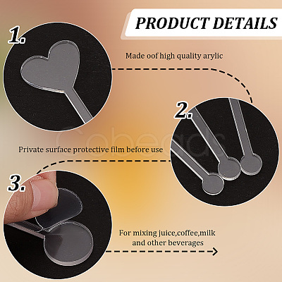 30Pcs 3 Style Transparent Acrylic Stirring Rods TACR-NB0001-30B-1