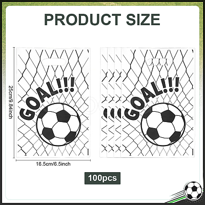 50Pcs Football Pattern Plastic Gift Bags with Die Cut Hole Handle ABAG-WH0046-65-1