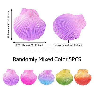 5Pcs Spray Painted Natural Scallop Shell Big Pendants SSHEL-TA0001-24-1