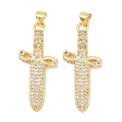 Brass Micro Pave Clear Cubic Zirconia Pendants KK-C170-19G-1
