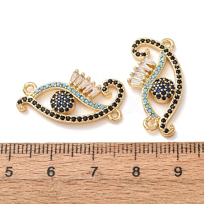 Brass Micro Pave Cubic Zirconia Connector Charms CU-CBA4579-03G-G-1