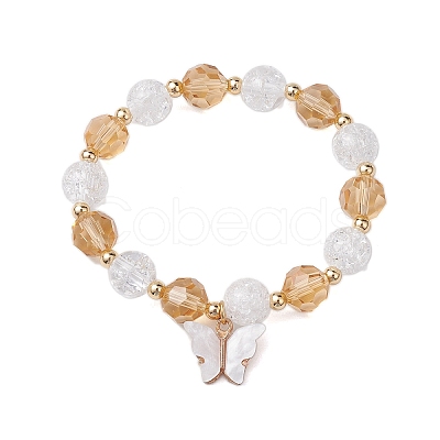 10mm Round Imitation Austrian Crystal & Crackle Acrylic Beaded Stretch Bracelets BJEW-JB10556-01-1
