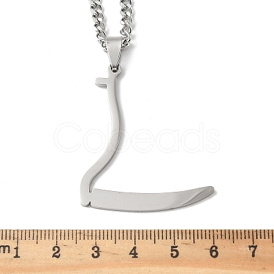 201 Stainless Steel Grim Reape Scythe Pendant Necklaces NJEW-H065-22P-1