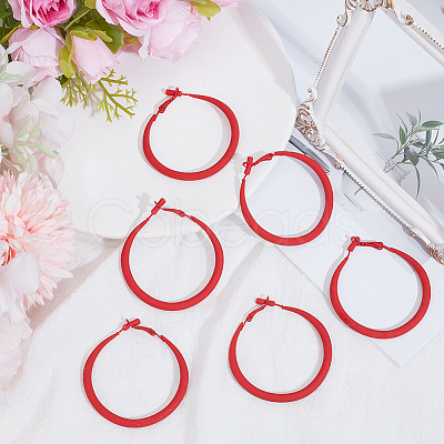 3 Pairs Spray Painted Alloy Hoop Earrings EJEW-SP0001-21C-1