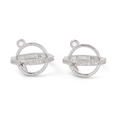 Rack Plating Brass Pave Clear Cubic Zirconia Bead Cage Pendants KK-G464-10P-1