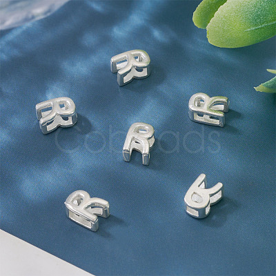 6Pcs 925 Sterling Silver Hollow Initial Beads STER-TA0001-53R-1