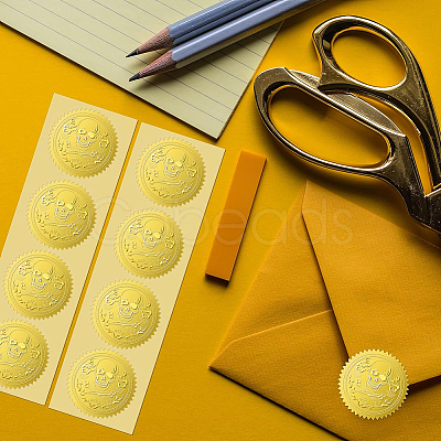 Plastic Self Adhesive Gold Foil Embossed Stickers DIY-WH0211-173-1