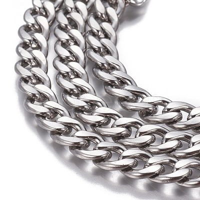 Tarnish Resistant 304 Stainless Steel Cuban Link Chains CHS-P007-14P-1