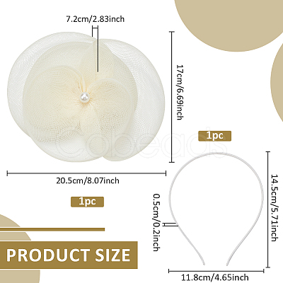 Fascinators Flower Mesh Feathers Organza Hat on a Hair Band Party Headwear for Girls and Women OHAR-WH0014-19C-1