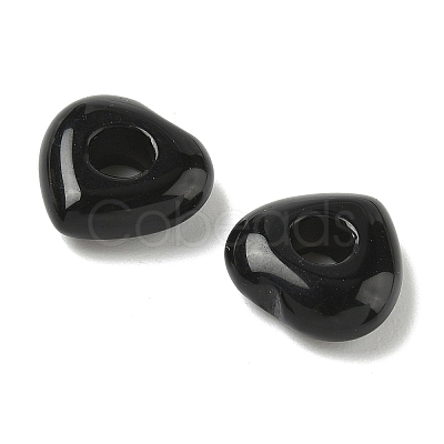 Natural Black Obsidian European Beads G-C252-01A-1