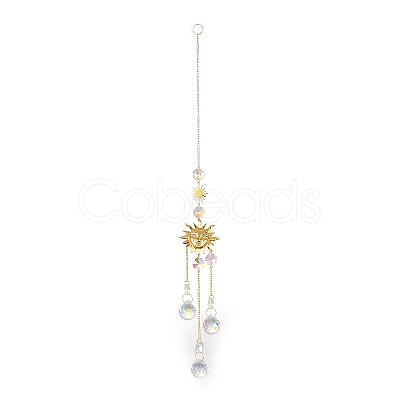 Glass Teardrop Big Pendant Decorations HJEW-M005-05A-G-1