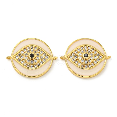 Rack Plating Brass Micro Pave Clear Cubic Zirconia Eye Connector Charms KK-Z063-20G-01-1