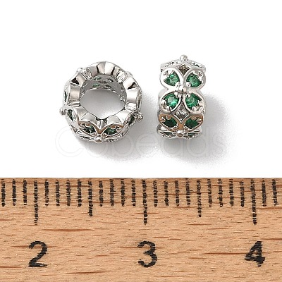 Long-Lasting Plated Brass Micro Pave Clear Cubic Zirconia Beads KK-K381-18B-P-1