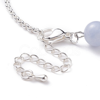 Natural White Jade(Dyed) Beaded Bracelet with 304 Stainless Steel Rolo Chains BJEW-JB08145-05-1