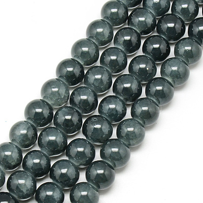 Baking Paint Crackle Glass Beads Strands X-DGLA-Q023-6mm-YS35-1