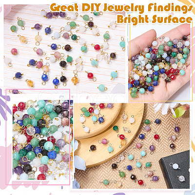 16Pcs 4 Colors Natural Amethyst Pendant and Connector Charms Sets PALLOY-SW00081-1