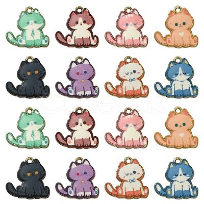 16Pcs 8 Styles Alloy Enamel Pendants ENAM-CJ0004-93-1