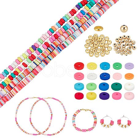 Flat Round Handmade Polymer Clay Beads CLAY-PH0001-42-1