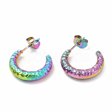 Ion Plating(IP) 304 Stainless Steel Crescent Moon Stud Earrings EJEW-F283-05MC-1