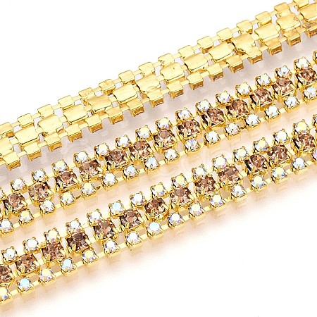 Iron Rhinestone Cup Chains CH-T006-04G-01-1