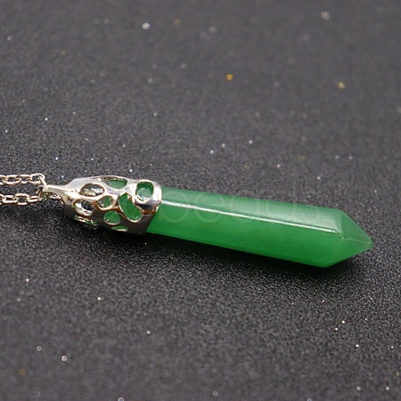 Natural Green Aventurine Faceted Bullet Point Pendant Necklaces FS-WG32EE9-02-1