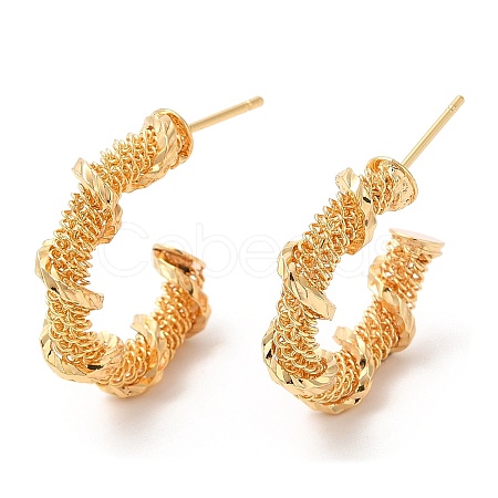 Brass Round Stud Earrings KK-K333-60G-1