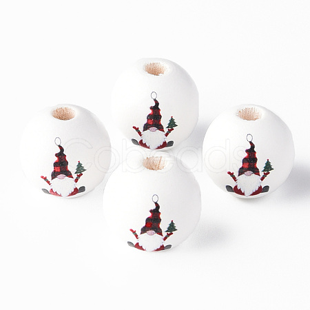 Painted Natural Wood Round Beads WOOD-N006-177-1