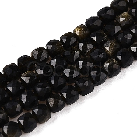 Natural Golden Sheen Obsidian Beads Strands G-N342-110-1