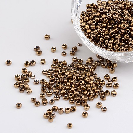 8/0 Electroplated Metallic Colours Round Glass Seed Beads X-SEED-A009-3mm-601-1
