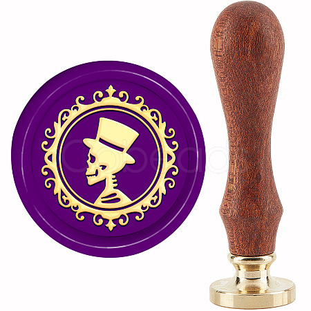 Brass Wax Seal Stamp with Handle AJEW-WH0184-1041-1