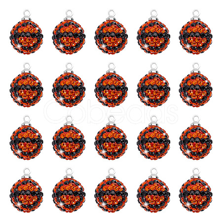 20Pcs Round Polymer Clay Rhinestone Pendants PALLOY-OC00049-1