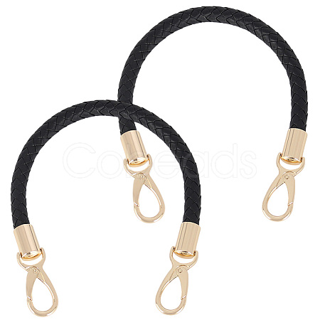 CutHollow 2Pcs Braided Round PU Leather Bag Straps Bag Handles FIND-CL0001-02B-1