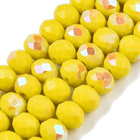 Electroplate Opaque Solid Color Glass Beads Strands EGLA-A044-P8mm-L04-1