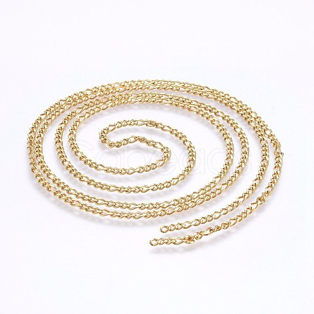 3.28 Feet 304 Stainless Steel Figaro Chains X-CHS-I002-05G-1