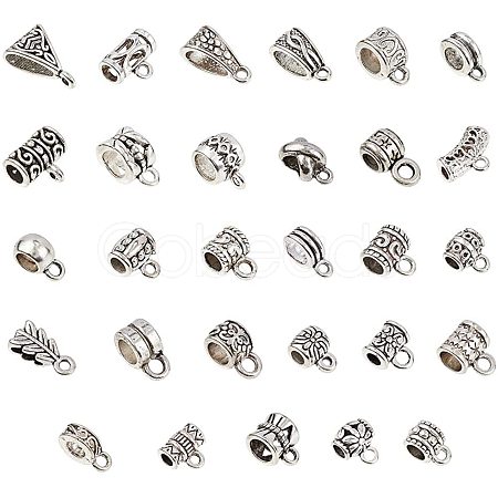 Tibetan Style Alloy Tube Bails TIBEB-NB0001-09AS-1