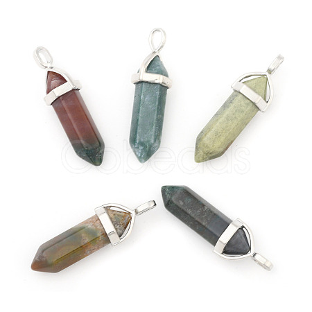 Natural Indian Agate Double Terminated Pointed Pendants LS-G-F295-04L-1