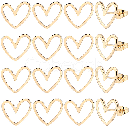 20Pcs Brass Heart Stud Earring Findings KK-BBC0009-62-1